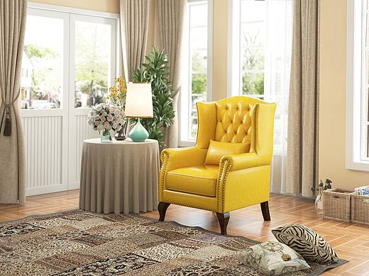 美式老虎椅建模渲染