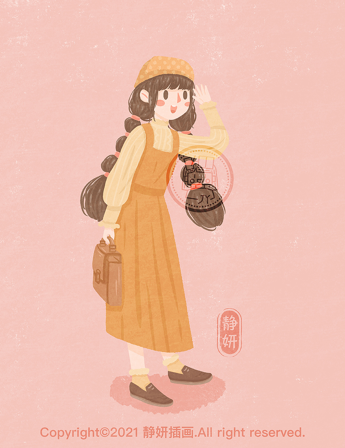 可爱女孩系列插画（图ZMjUyMTU1NTA0） - 商业插画 - 站酷设计师静妍插画原创素材 - 站酷ZCOOL