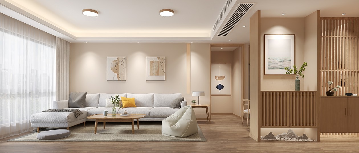 日式客厅全景效果图设计