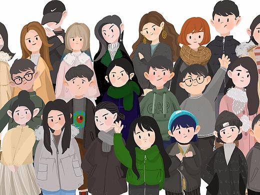 学院班级毕业纪念画（形象插画）