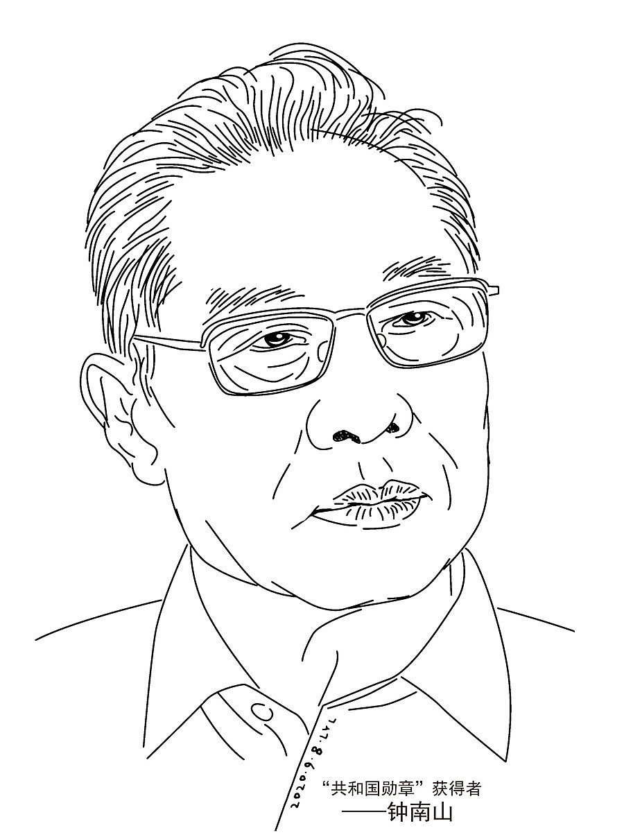 刘勇良线描作品为人民英雄和共和国勋章获得者画像