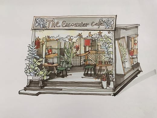 若来泰迪艺术屋手稿图—遇见咖啡馆
