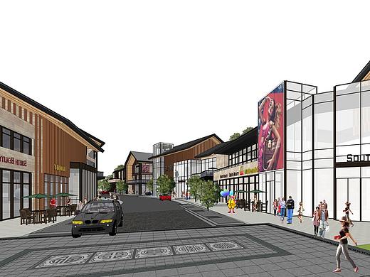 新中式泰禾里商业街SU模型下载