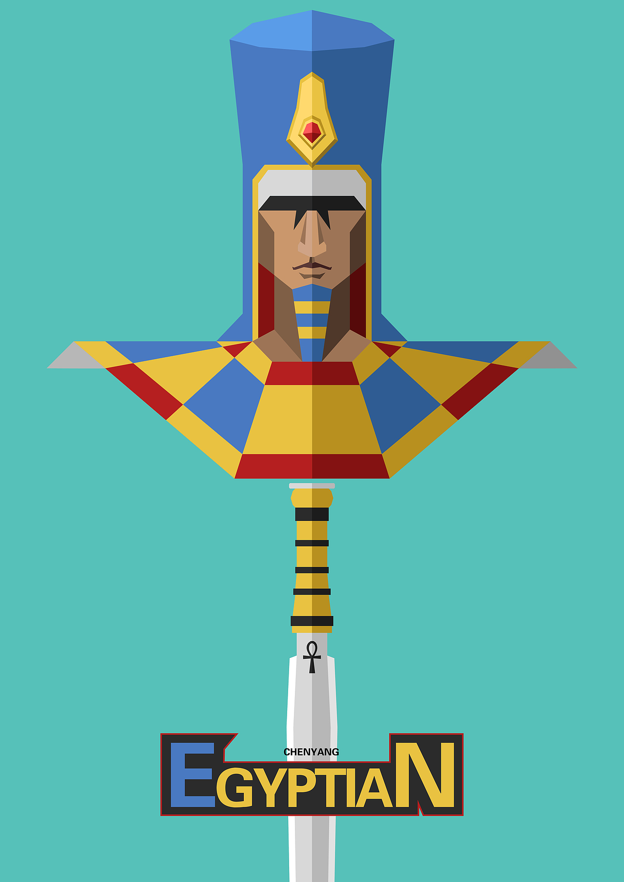 扁平插画-埃及法老