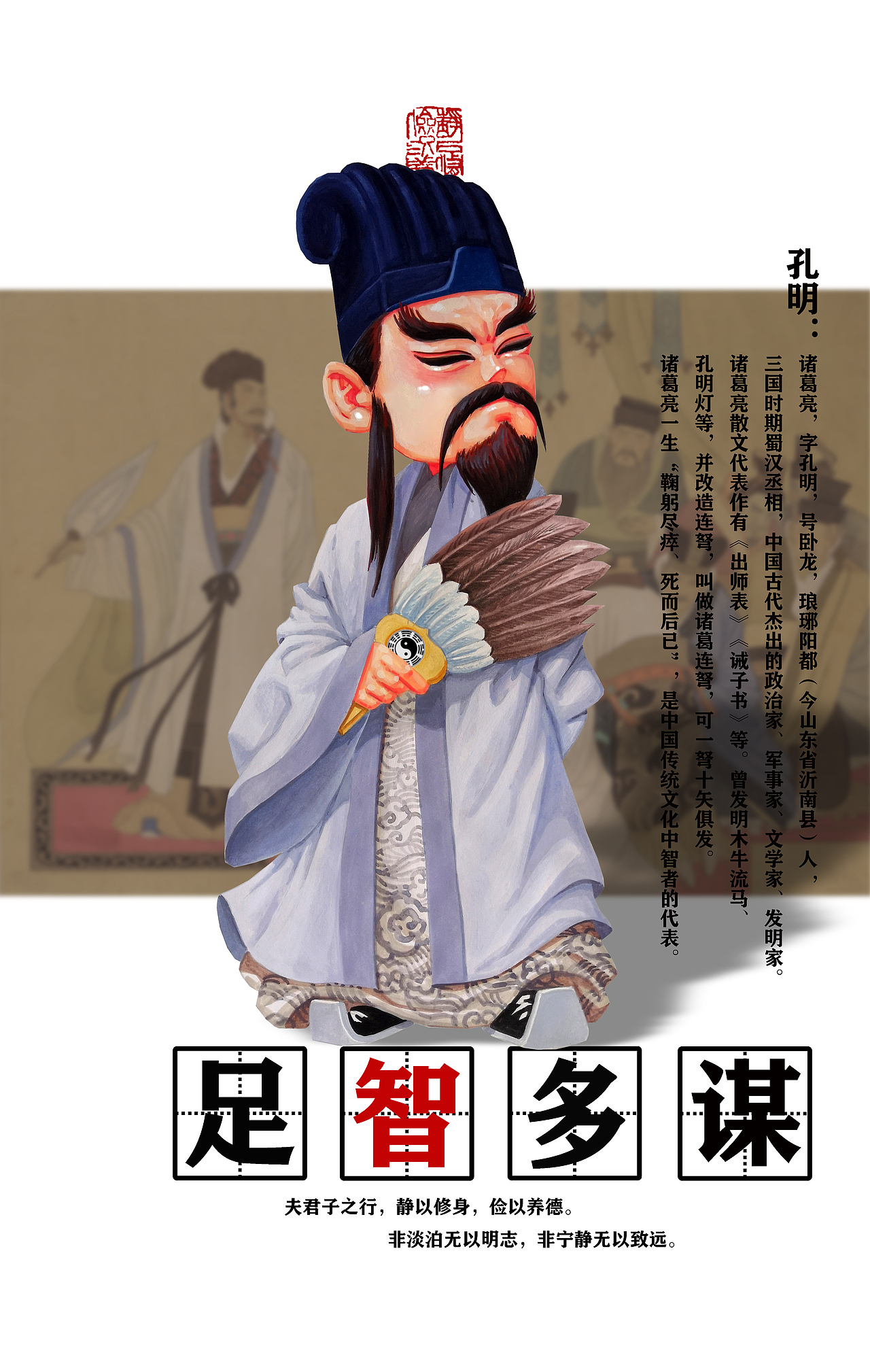 足智多谋--诸葛亮(孔明)漫像