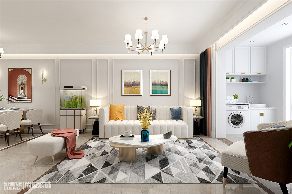 泰安·万岳华府120㎡现代简欧风格装修设计效果图案例