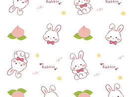 原创插画图案设计｜蜜桃兔兔🍑