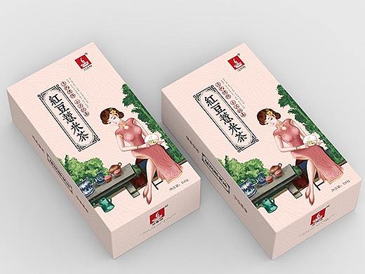 中国风——红豆薏米茶包装的插画