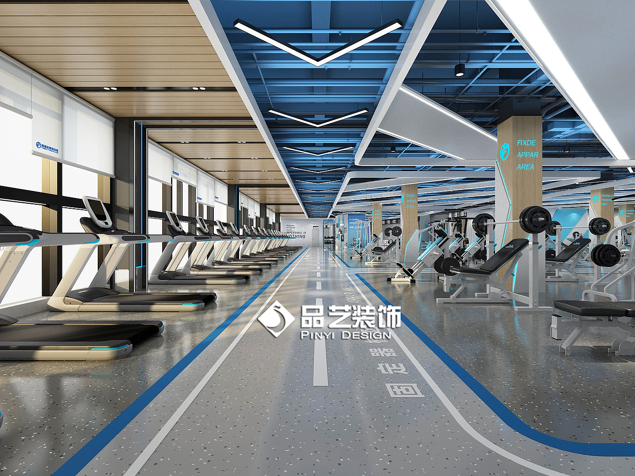 南宁富必达健身会所健身房设计（图ZMjMwMDMyMjE2） - 家装设计 - 站酷设计师品艺装饰原创素材 - 站酷ZCOOL