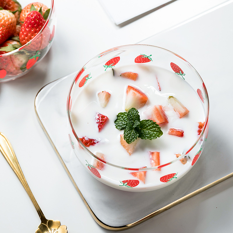 草莓甜品玻璃碗 | 小清新沙拉碗 玻璃碗摄影 南京摄影