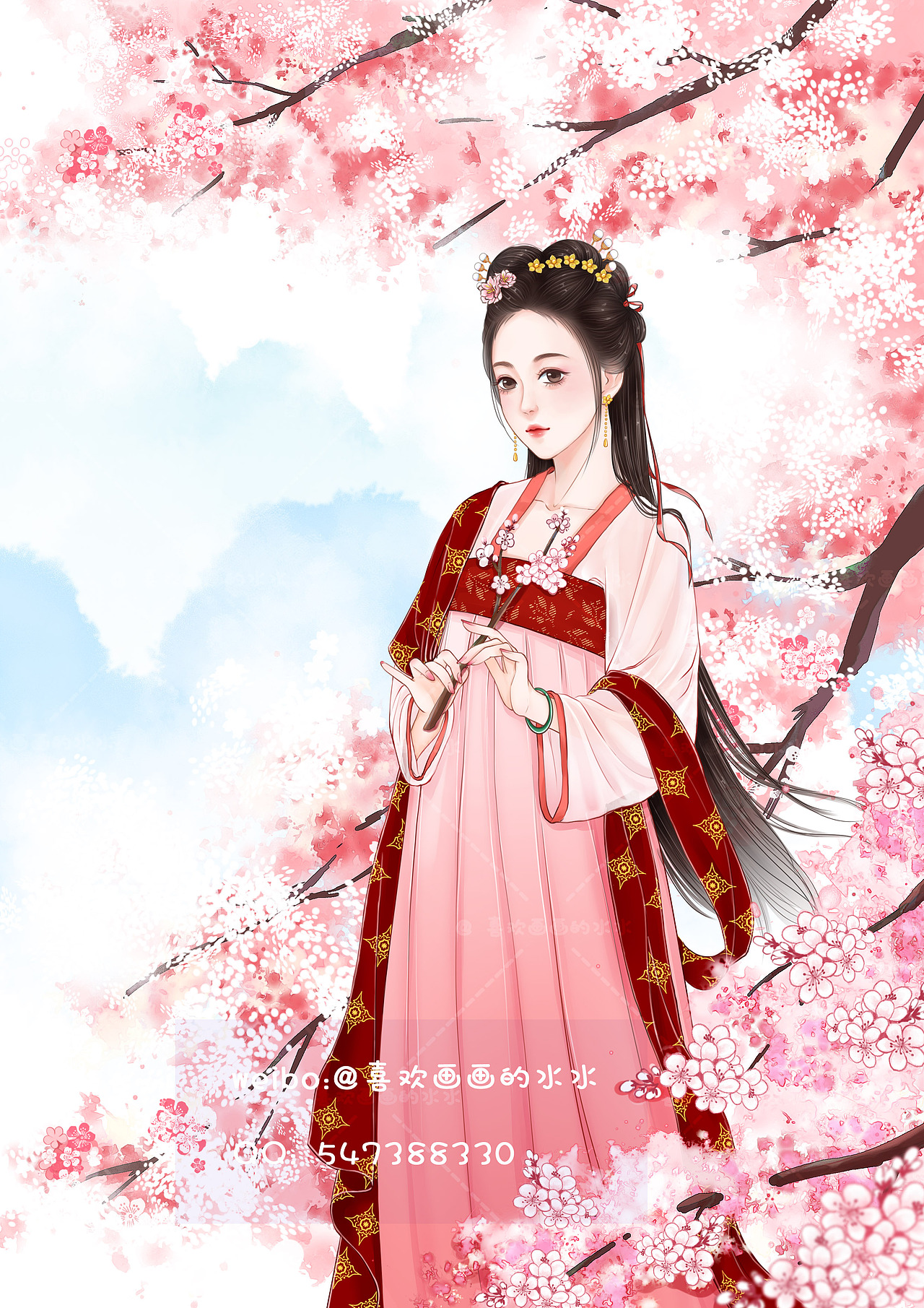 古风少女练习（图ZMjQ4NTUxNzIw） - 商业插画 - 站酷设计师水水插画原创素材 - 站酷ZCOOL