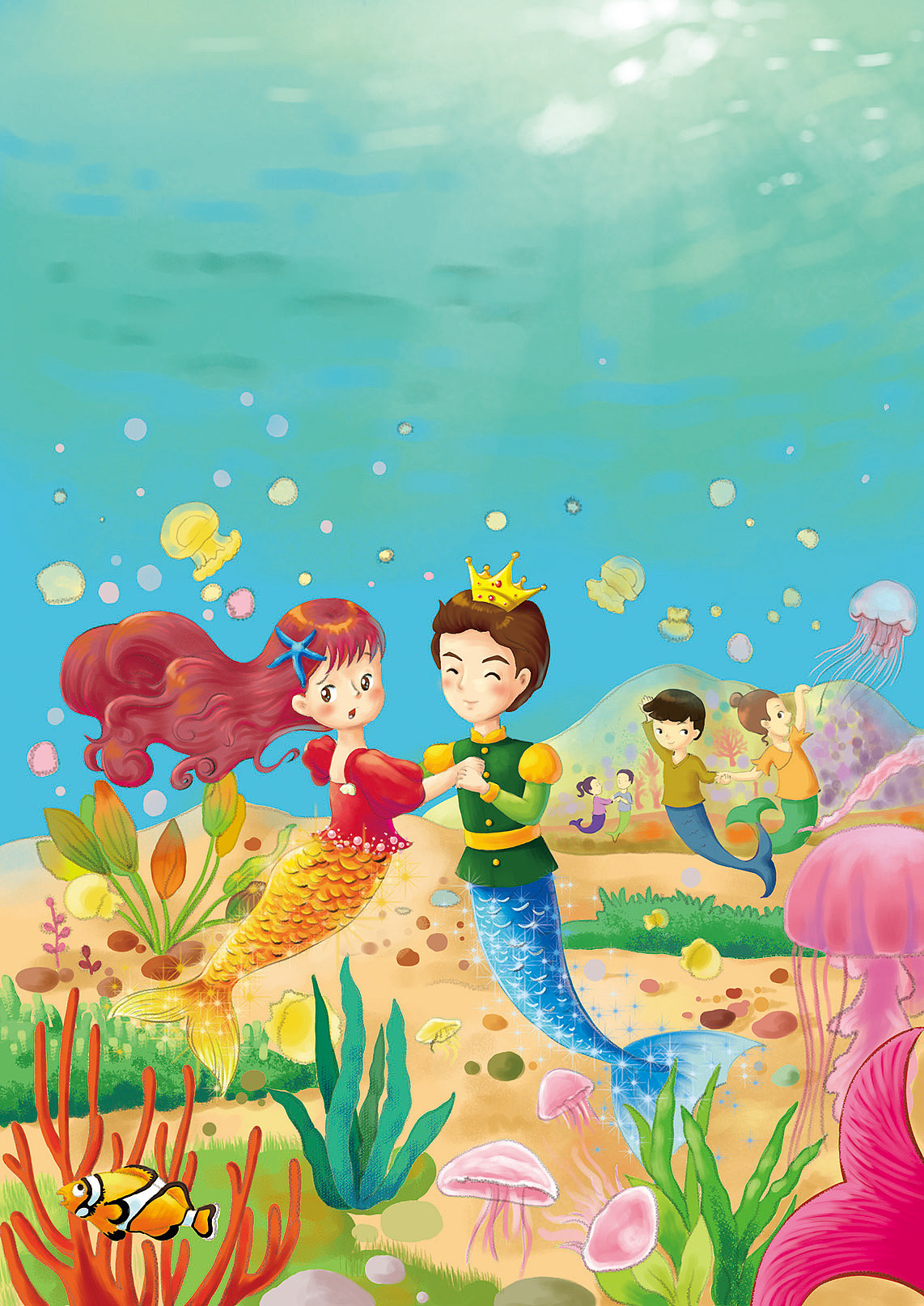 童话绘本插画《变成美丽的珊瑚公主》|插画||碎金绿沙 - 原创作品 - 站酷 (ZCOOL)