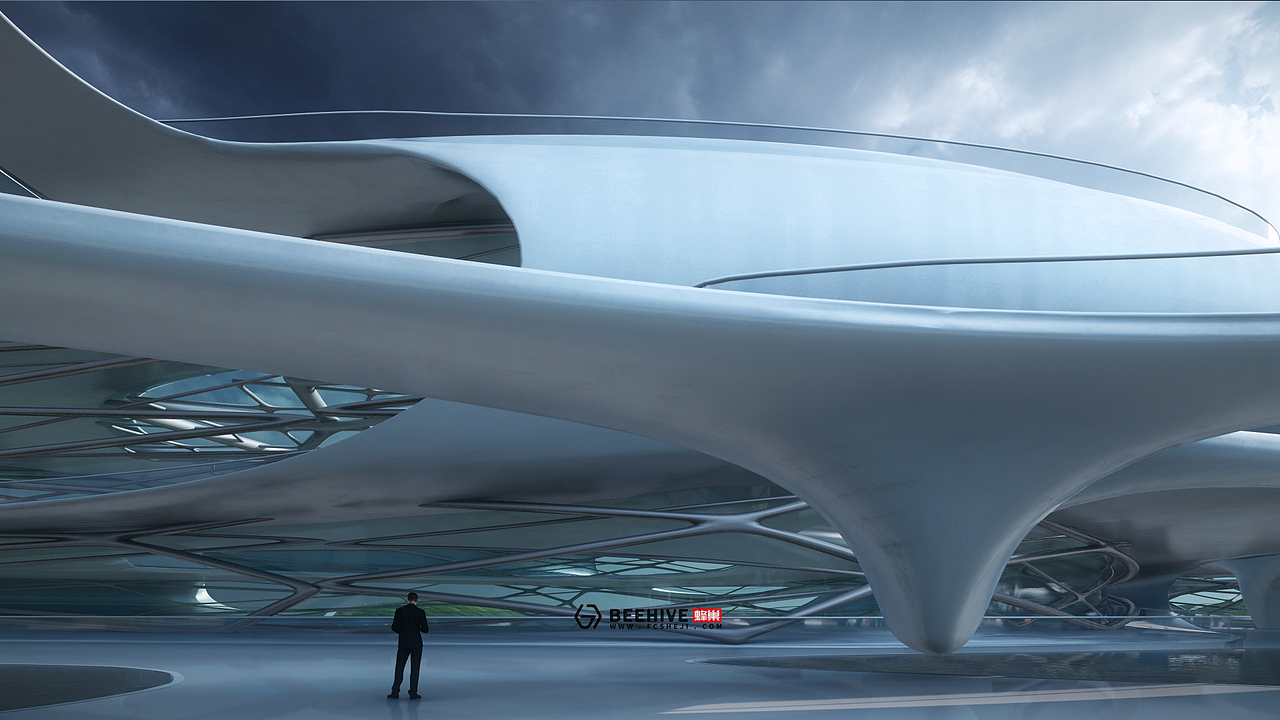 lumion未来科幻感建筑动画 / 西安-临潼三里河文体中心