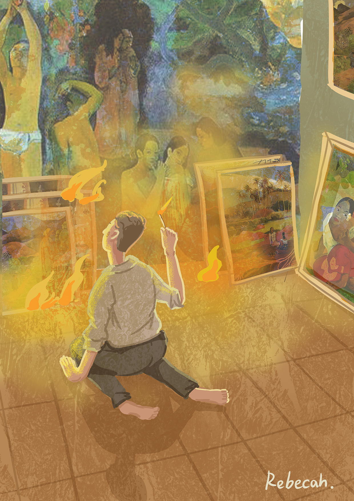 原创插画习作月亮与六便士插图