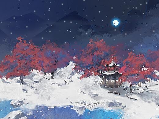 落雪红枫