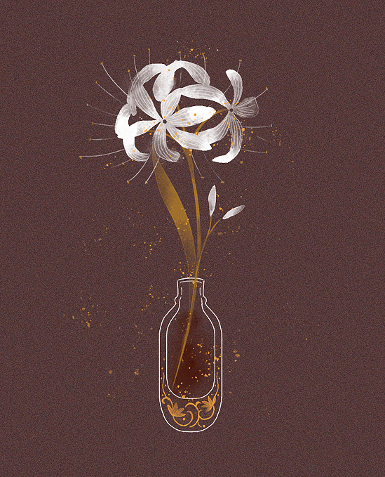 国潮中国风唯美花卉《梦花令》插画 仙气植物明信片