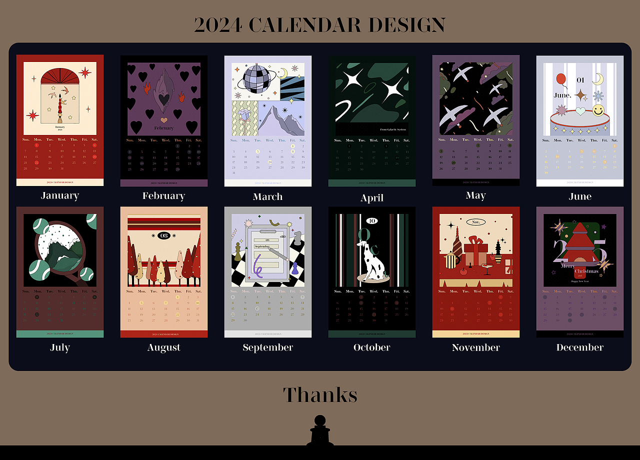 2024CalendarDesign日历设计 x《奇幻2024》（图ZMzYwNTU5NTMy） - 商业插画 - 站酷设计师LimiTcm原创素材 - 站酷ZCOOL