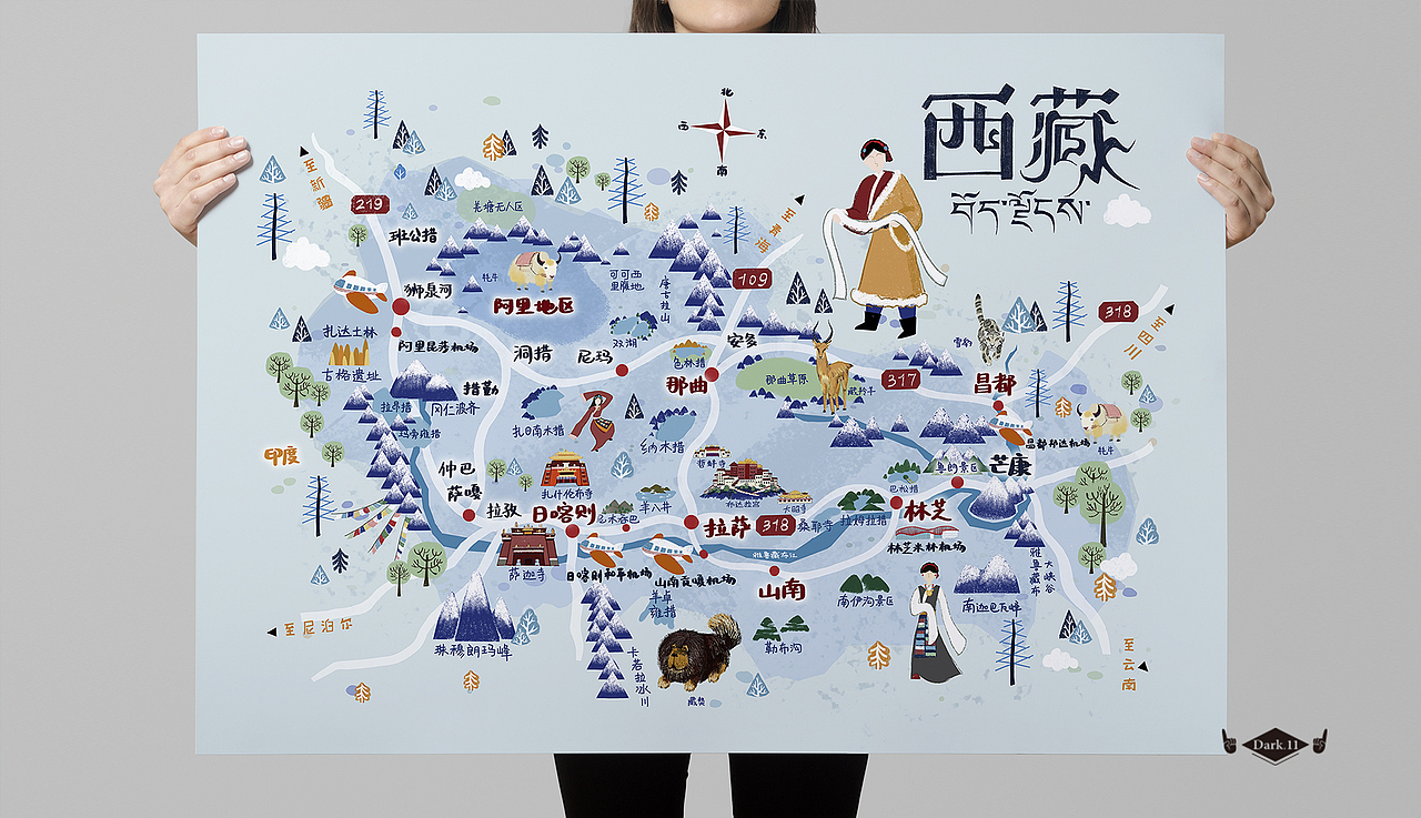 西藏手绘地图文创产品（图ZMTM1ODU3MDI4） - 商业插画 - 站酷设计师黑十一视觉实验室原创素材 - 站酷ZCOOL