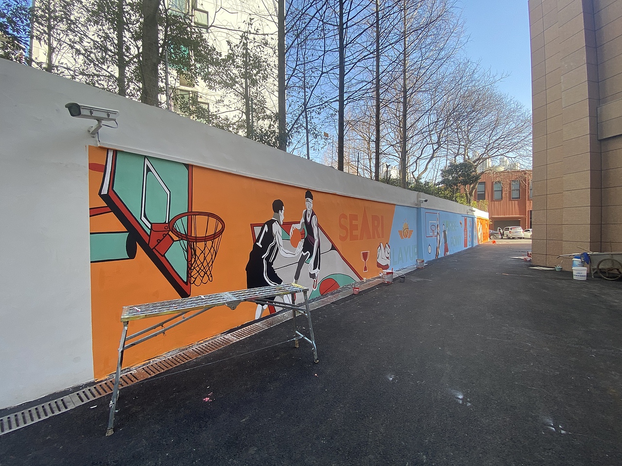 仙气小姐姐的大作水果店墙绘标签墙体彩绘壁画涂鸦篮球馆彩绘作品信息