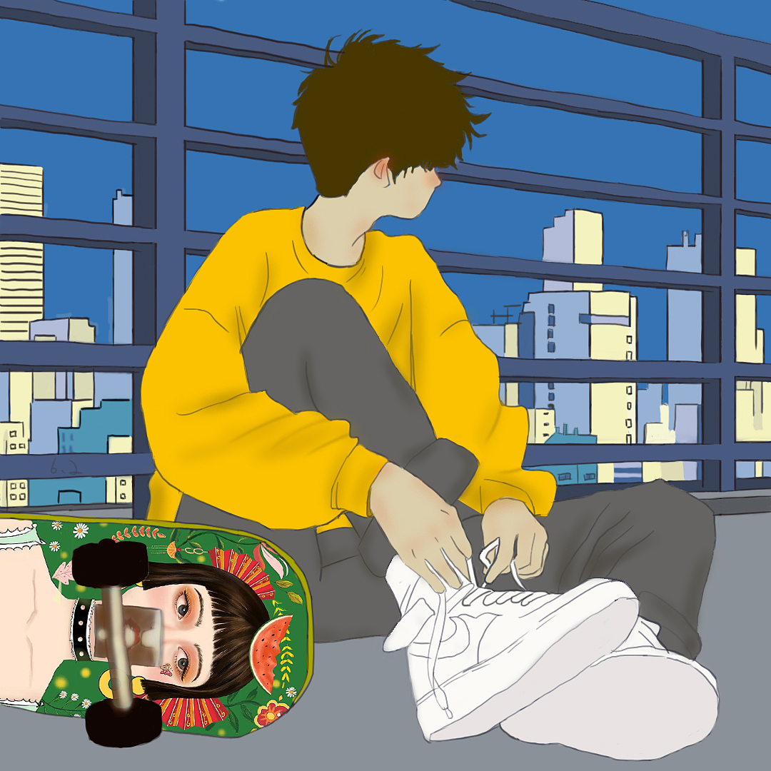 氛围感男生时尚插画