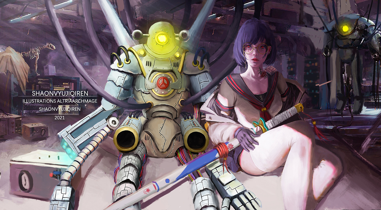 少女与机器人|插画|游戏原画|altriaarchmage - 原创作品 - 站酷