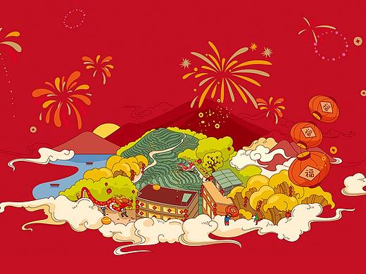 福建茶山插画