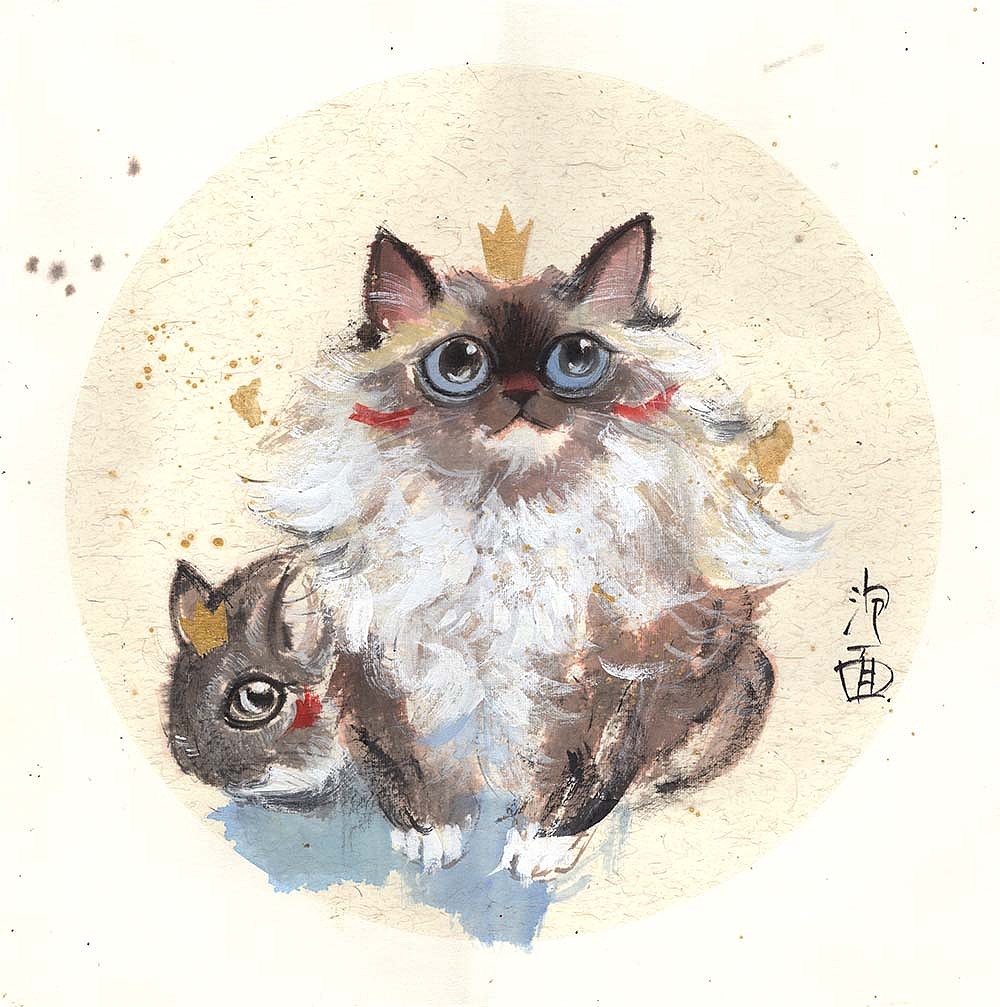 一组水墨猫咪希望大家喜欢