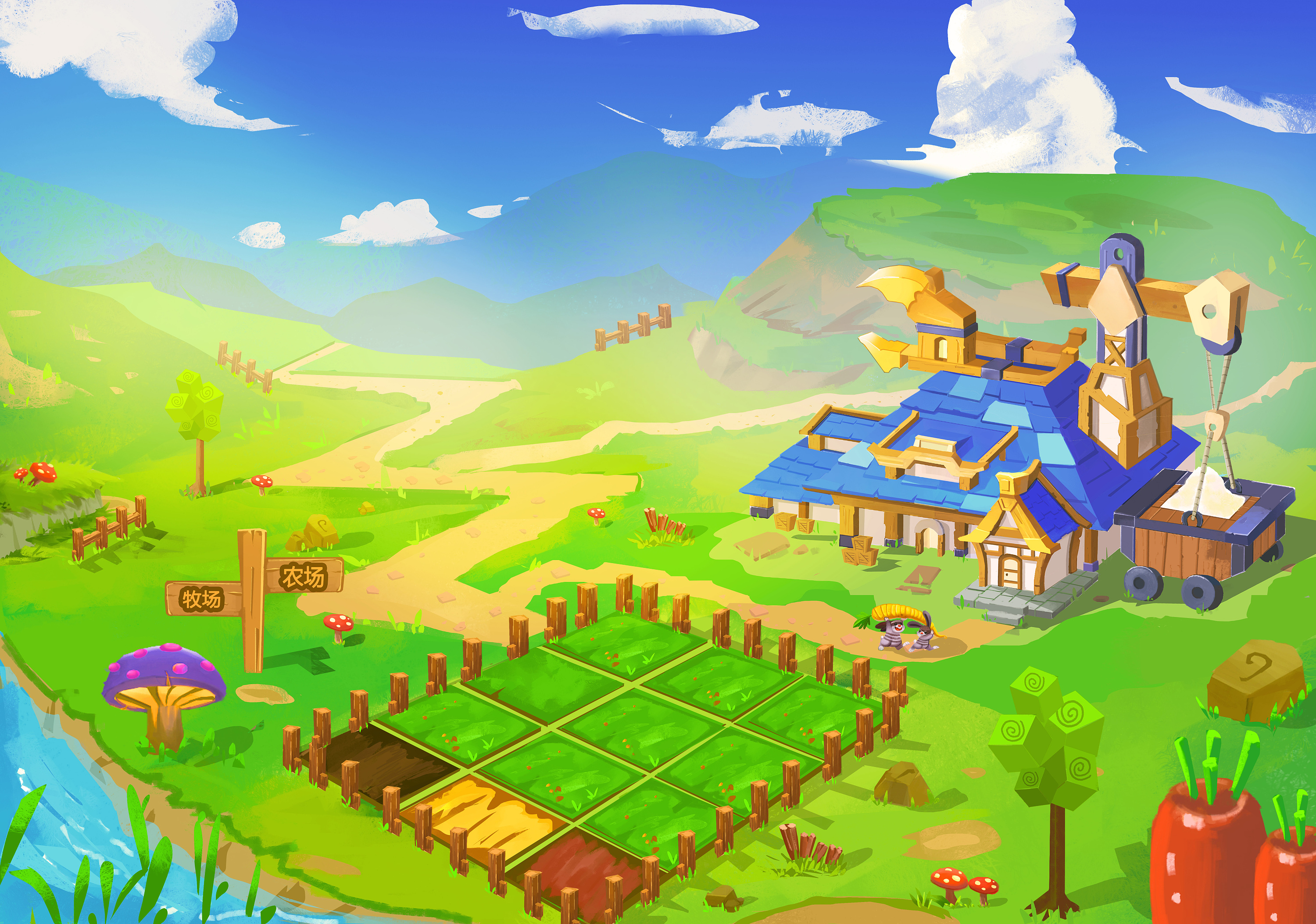 q版农场俯视图|插画|游戏原画|娜西西小厨娘 - 原创作品 - 站酷