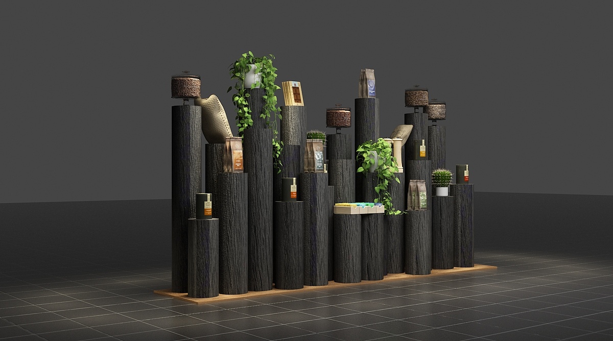 咖啡店橱窗展示设计3d效果图