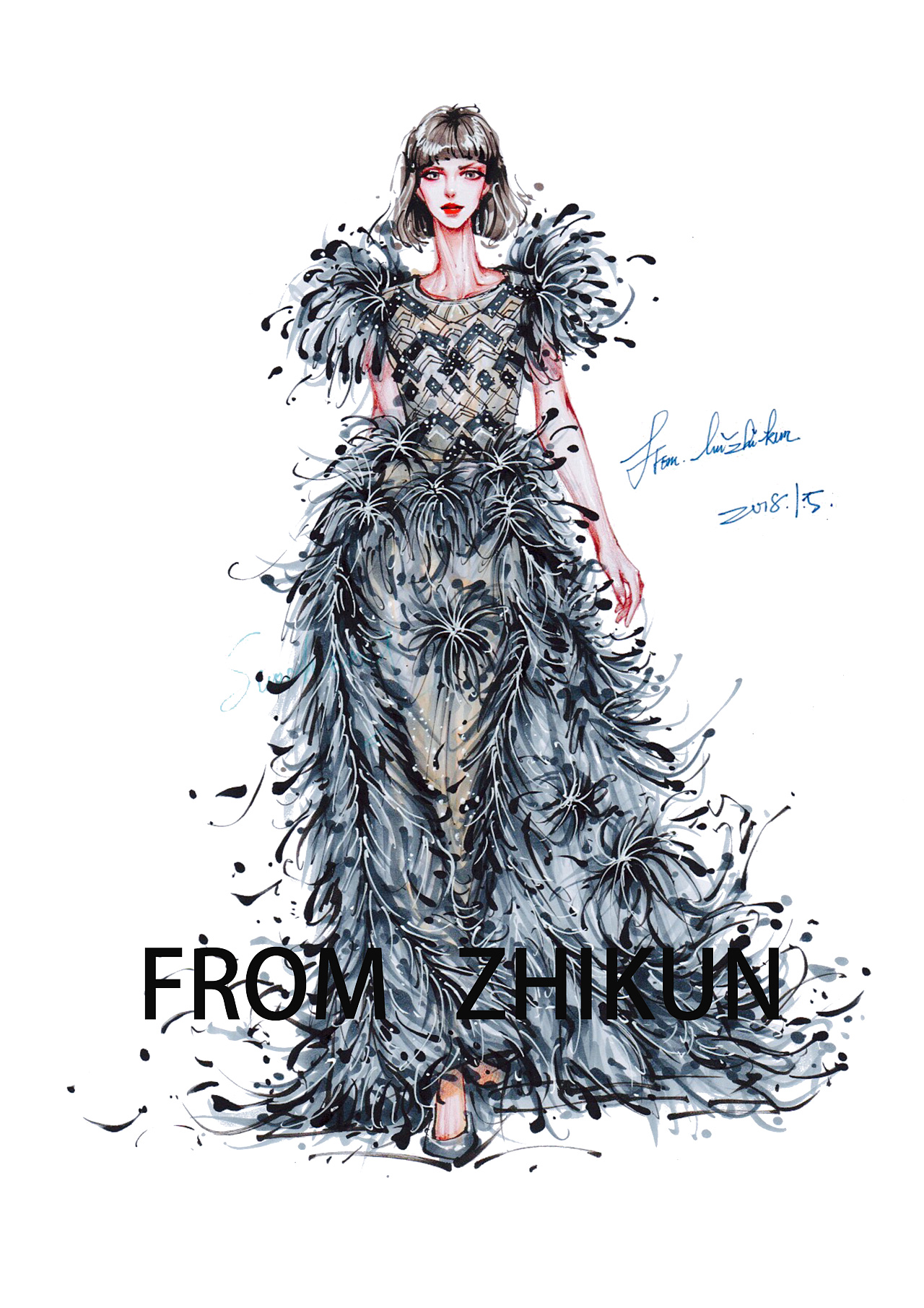 马克笔时装画|插画|艺术插画|刘志坤 - 原创作品 - 站酷 (zcool)