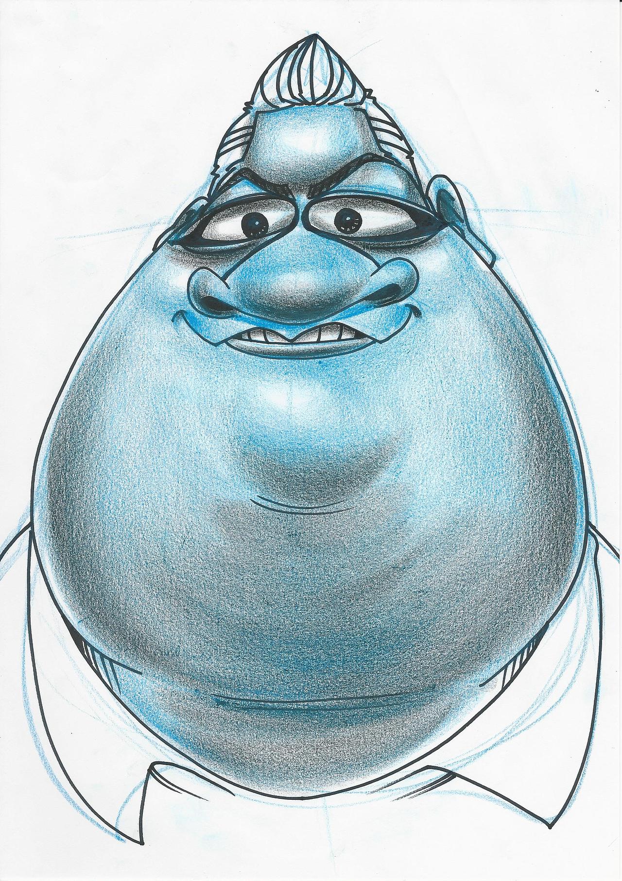 每个人都是蓝胖子（图ZNjA0OTQzMjg=） - 单幅漫画 - 站酷设计师曾恋寒爆笑似颜绘原创素材 - 站酷ZCOOL