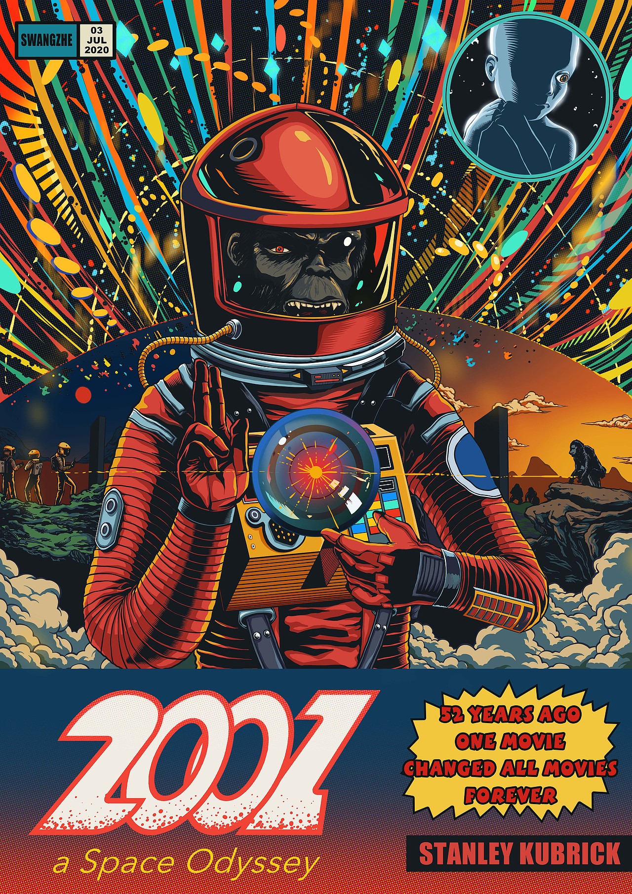 2001太空漫游电影插画海报