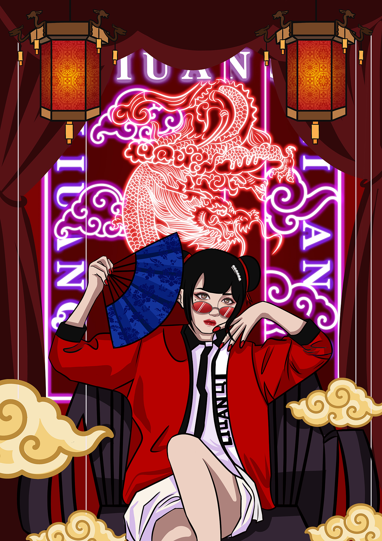 国潮插画|霓虹灯