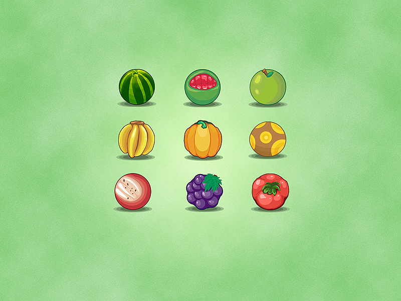 一组手机游戏蔬菜水果主题图