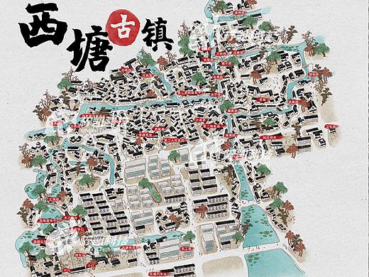 西塘古镇手绘地图设计×柠凯科技