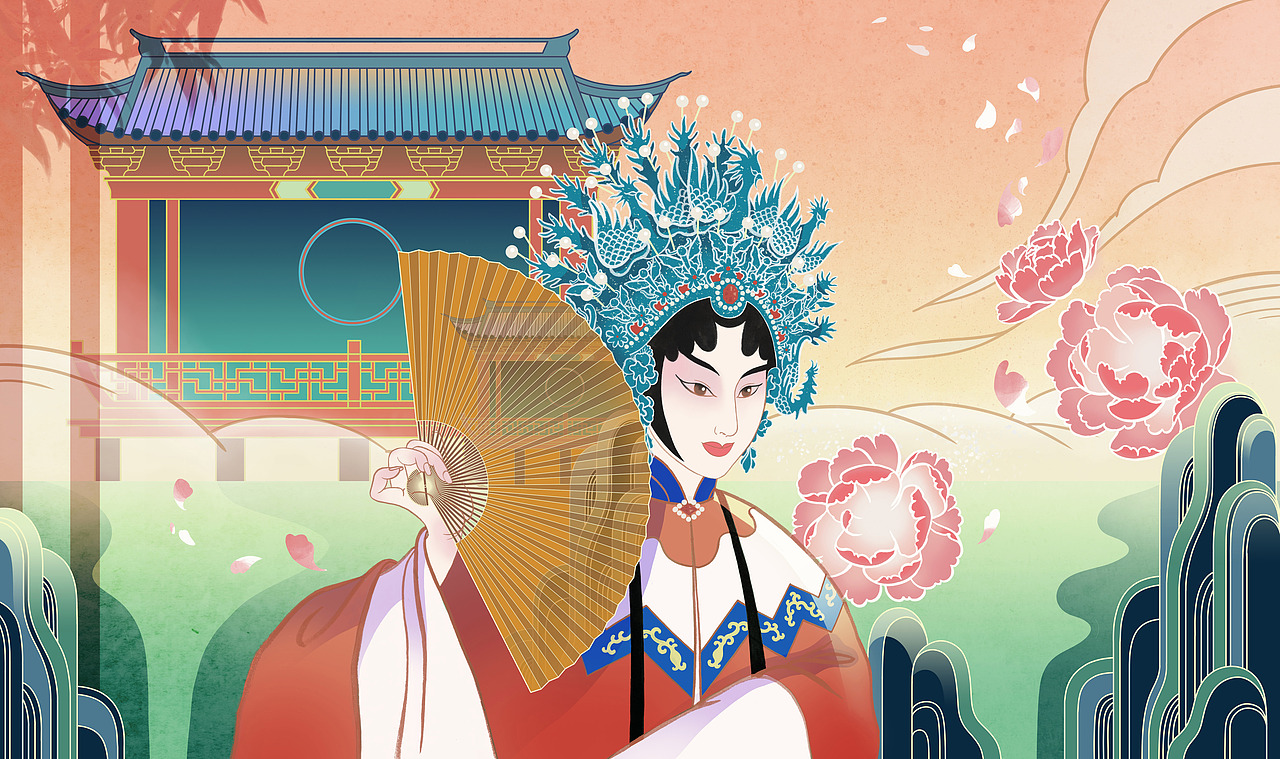 国风插画,梨园春秋