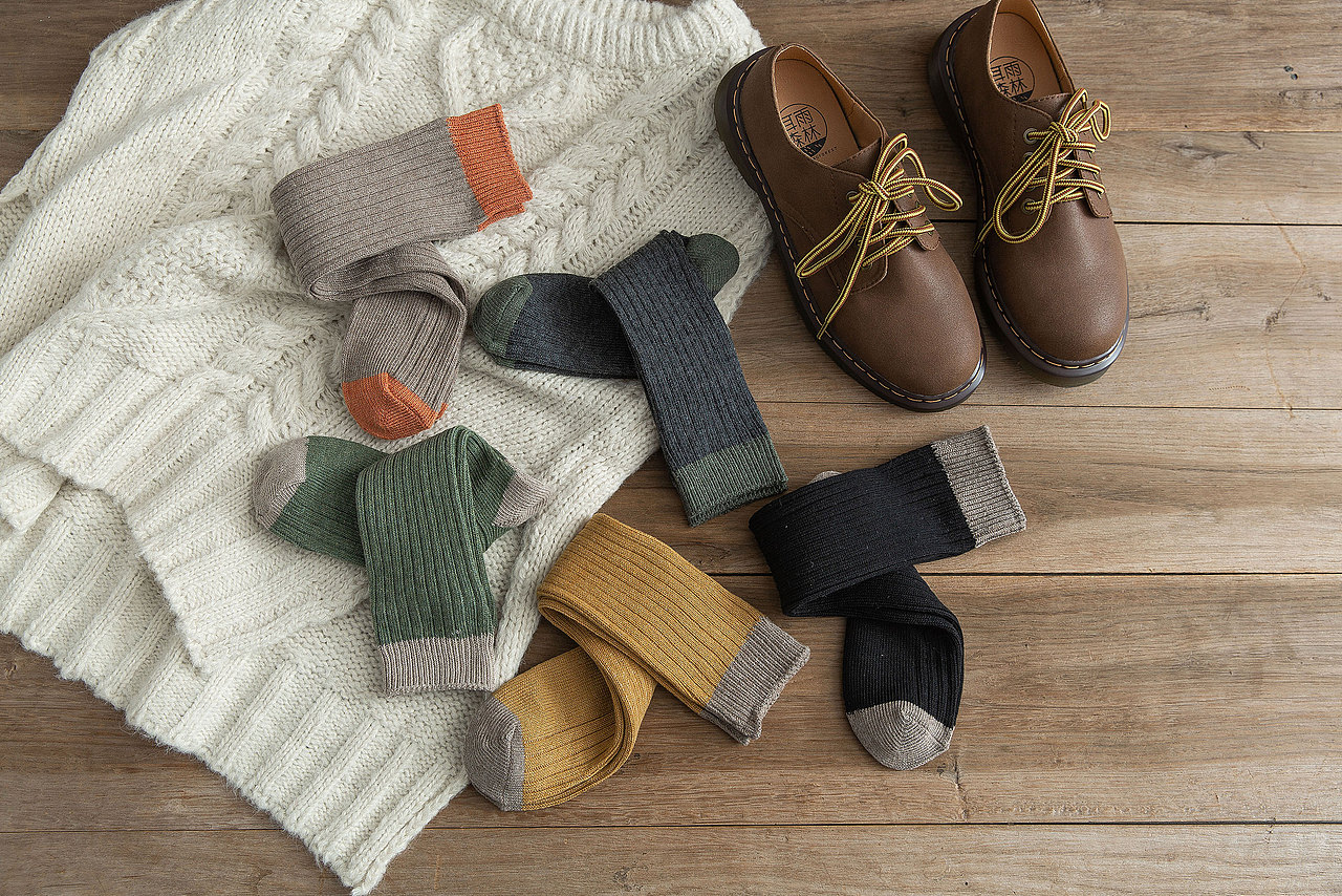 2019秋冬款女袜堆堆袜袜子拼色