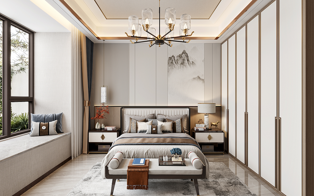 梧州大参林健康城项目一期工程4#B栋0912新中式效果图（图ZMzE5MjAyMjgw） - 家装设计 - 站酷设计师凉曦曦原创素材 - 站酷ZCOOL