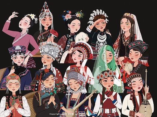 民族女子图鉴（上）（个人主页-ZNTcxNDg4NTI=） - 商业插画 - 站酷设计师家有大喜原创素材 - 站酷ZCOOL