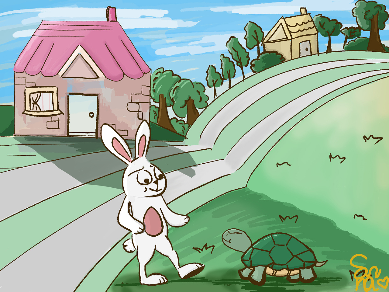 龟兔赛跑绘本10页动画图片