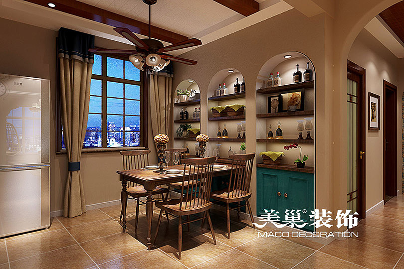 清华大溪地三室两厅装修效果图欣赏——餐厅