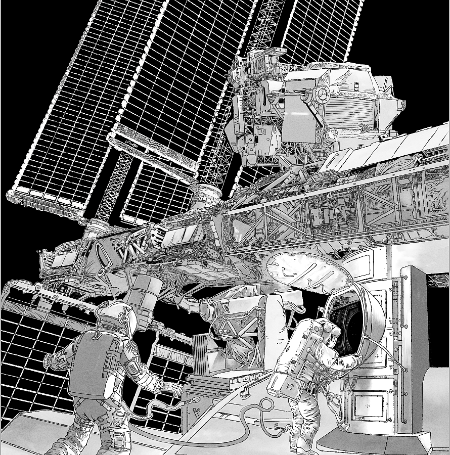 神舟 太空 宇航员 载人航天 航天员 太空行走写实插画_肖刚漫画-站酷ZCOOL