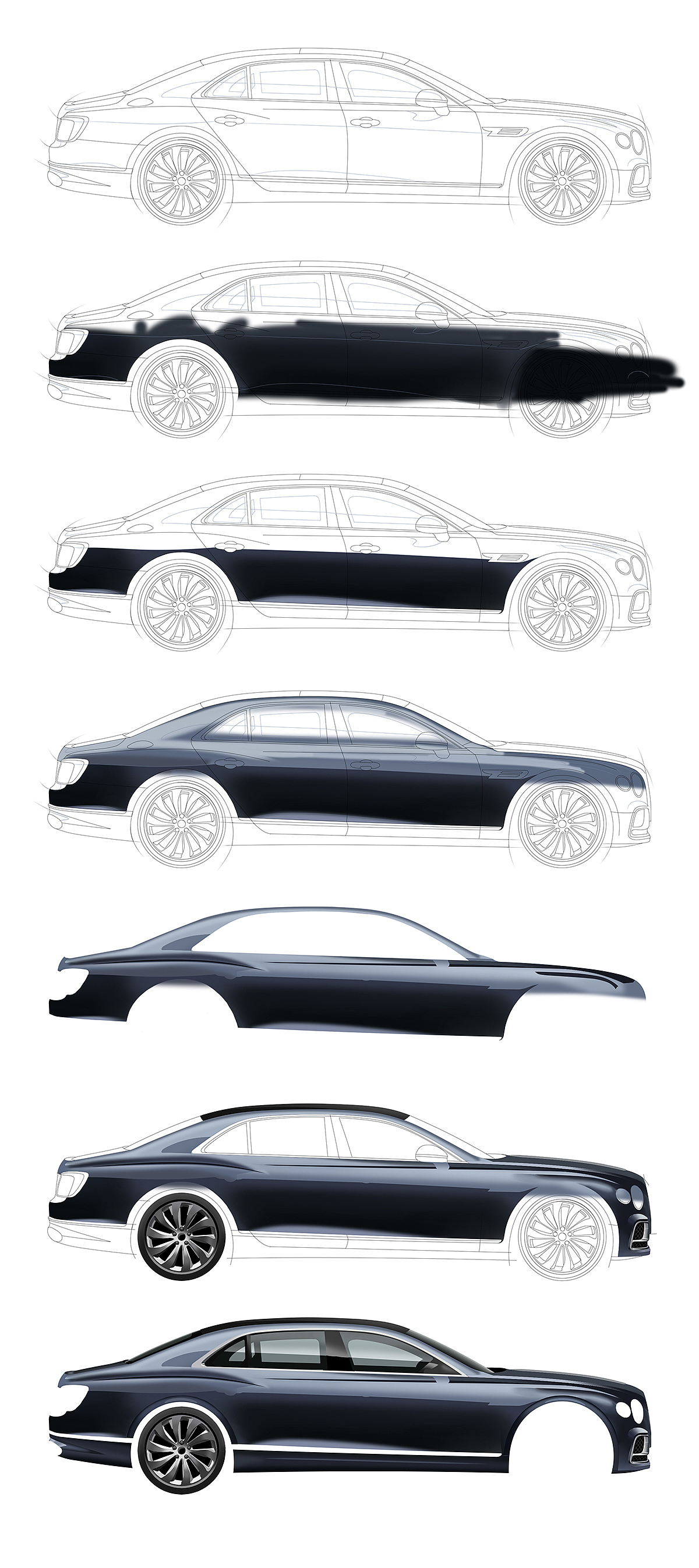【板绘】汽车作品 宾利飞驰+保时捷911 997.1