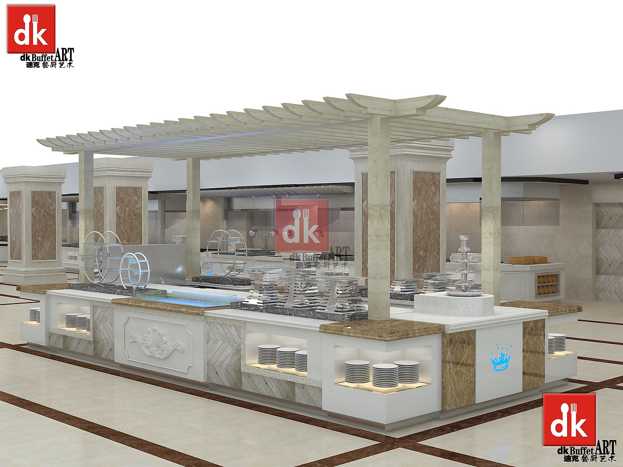 欧式自助餐厅装修自助餐台设计制作自助餐台摆放
