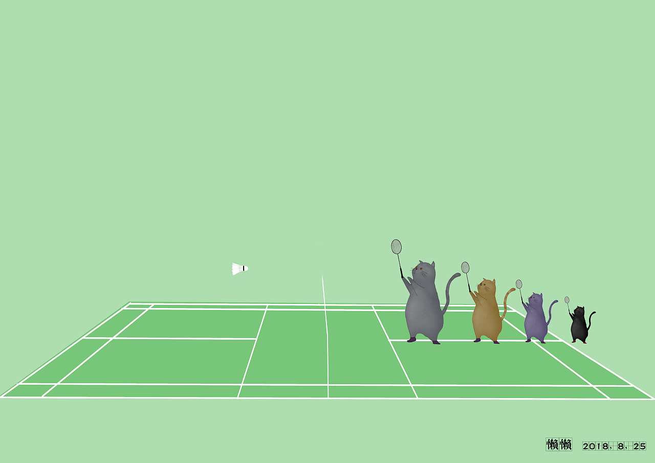 周六清晨的羽毛球场|插画|插画习作|馒头很酷土豆很逗 - 原创作品