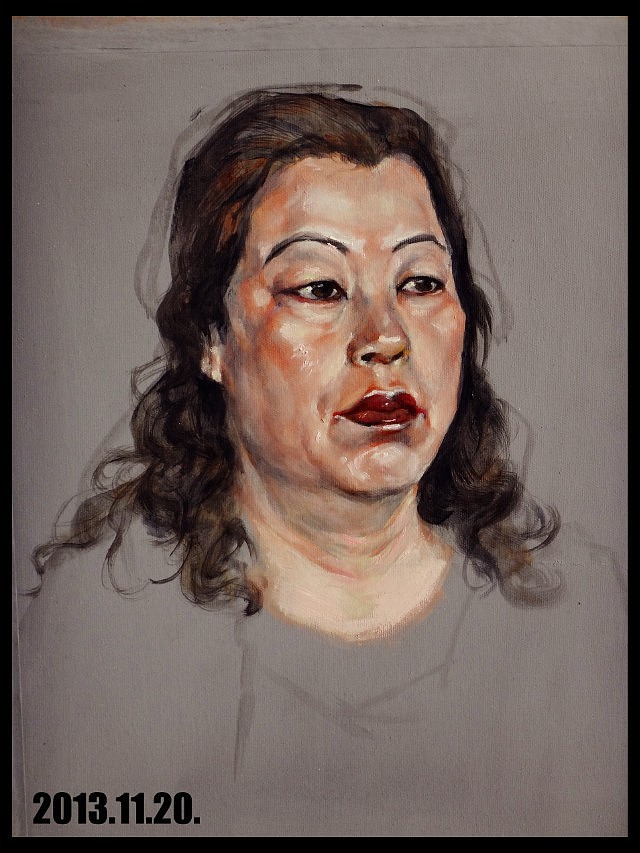 这个和上面的是同一个模特~用了不同的油画表现方法~这还是当时因为