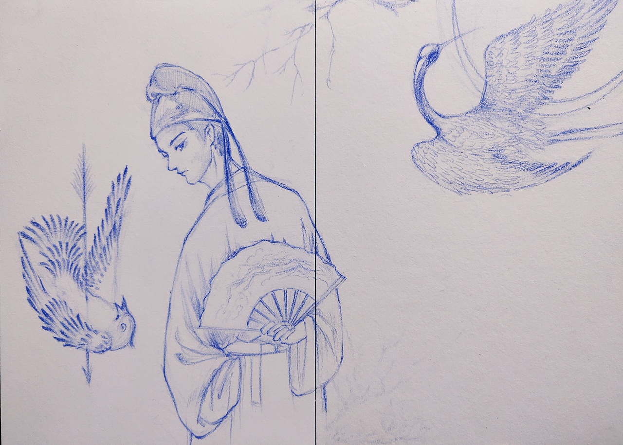 尝试颜彩,临摹鹿溟山