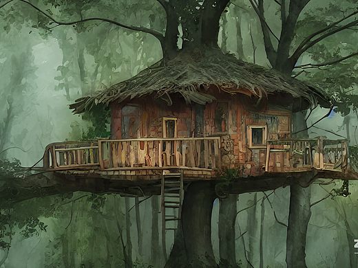 #AI创作实验室#树屋,球形,写实