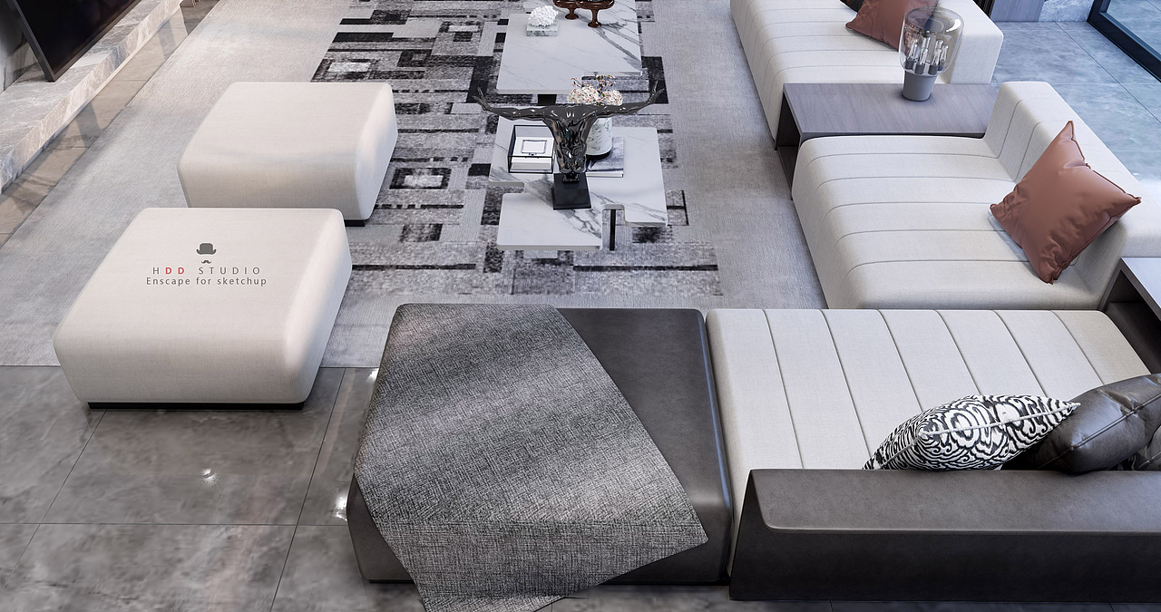 Enscape for sketchup┃现代客餐厅（图ZMTgxMzM2ODQw） - 家装设计 - 站酷设计师黄豆豆丶0原创素材 - 站酷ZCOOL