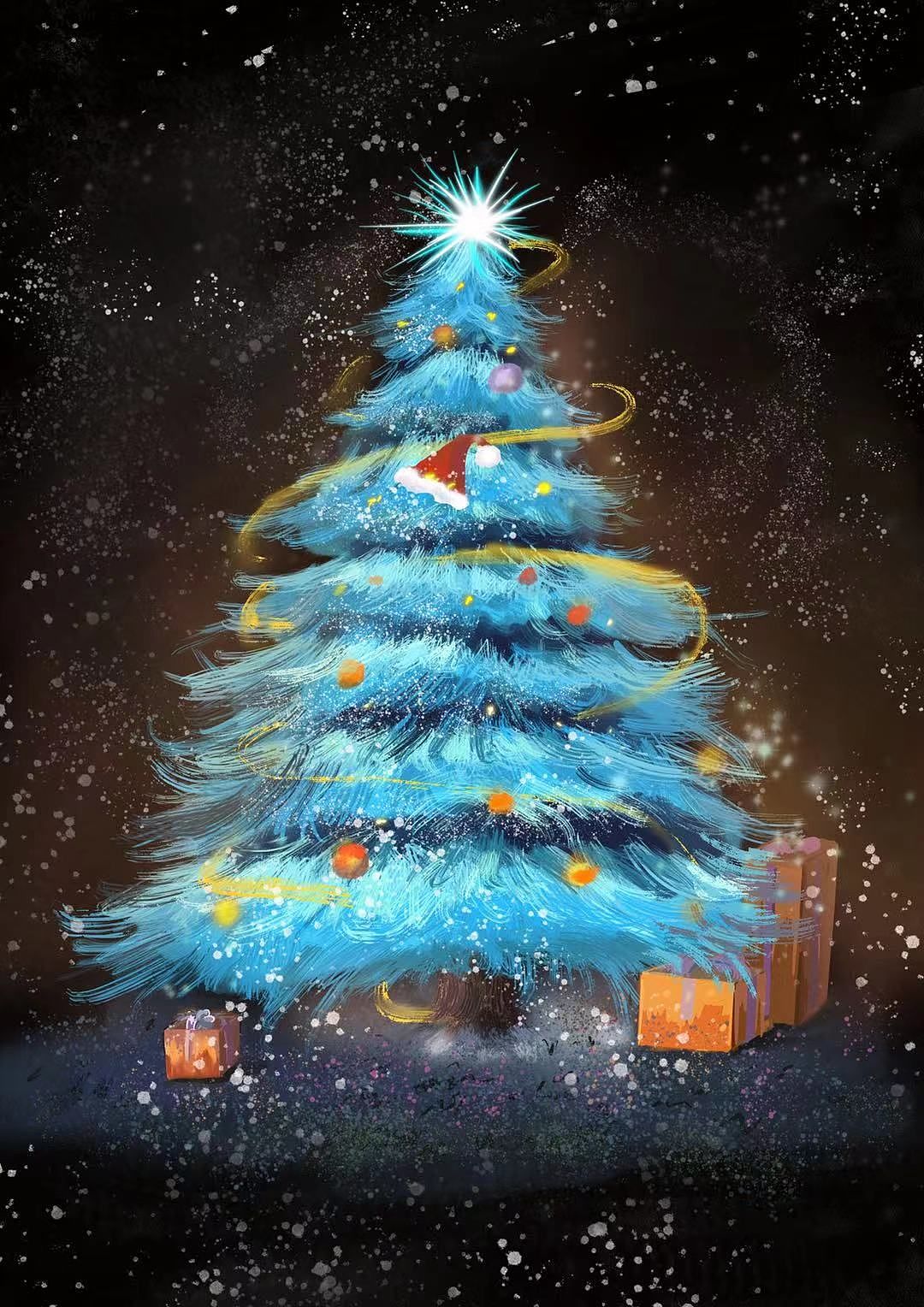 一个蓝色的圣诞